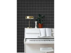 ESTAhome Tapete Kleine Fliesen Schwarz und Weiß 0,53 x 10,05 m 139032