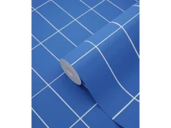 ESTAhome Tapete Kleine Fliesen 7298 Königsblau und Weiß 50 x 900 cm