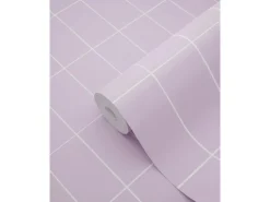 ESTAhome Tapete Kleine Fliesen 7298 Violett und Weiß 50 x 900 cm