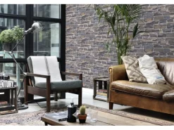 ESTAhome Tapete Stein-Optik Blau und Braun 53 cm x 10.05 m