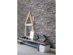 ESTAhome Tapete Stein-Optik Blau und Braun 53 cm x 10.05 m