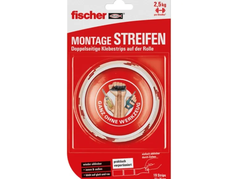 Fischer Montage Streifen 22 mm x 36 mm 19 Stück
