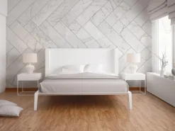 Fototapete Marmor Fliesen Muster Grau Weiß 3,50 m x 2,55 m FSC®