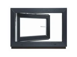 Framelux Kunststofffenster Slimline Anthrazit 2-Fach Verglasung 600 x 400 mm Rechtsanschlag