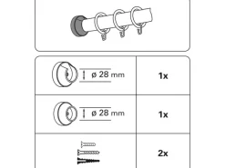 Gardinia Wandlager Lugano für Ø 28 mm Kiefer 2-er Pack