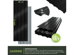 Garmio Profilblech Set 12 Stück Dachblech 129x45 Verzinkter Stahl Schwarz