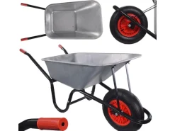 Garmio Schubkarre 85 Liter 160 kg Garten Bauschubkarre Gummi-Luftreifen Felge Verzinkt