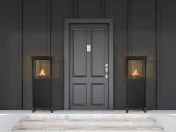 Gaskamin Ridera 6,5 kW mit Panoramaglas und Lava-Deko-Steinen