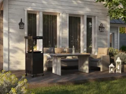 Gaskamin Ridera 6,5 kW mit Panoramaglas und Lava-Deko-Steinen