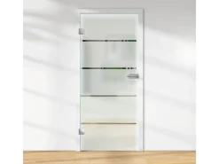 Glasdrehtür ESG Floatglas Dekor Siebdruck 36/15 DIN Links 1972 x 834 x 8 mm