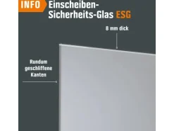 Glasdrehtür ESG Floatglas Dekor Siebdruck 36/15 DIN Links 1972 x 834 x 8 mm