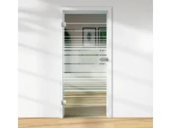 Glasdrehtür ESG Floatglas Dekor Siebdruck 36/83 DIN Links 1972 x 834 x 8 mm