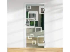 Glasdrehtür ESG Floatglas Dekor Siebdruck 36/31 DIN Rechts 1972 x 834 x 8 mm