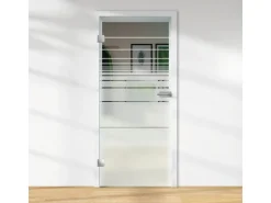 Glasdrehtür ESG Floatglas Dekor Siebdruck 36/81 DIN Links 1972 x 834 x 8 mm