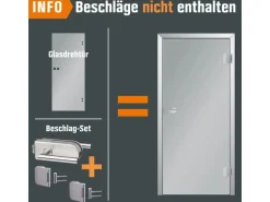 Glasdrehtür ESG Floatglas Dekor Siebdruck 36/83 DIN Rechts 1972 x 709 x 8 mm