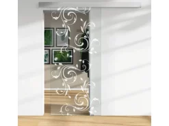 Glasschiebetür ESG Floatglas Dekor Siebdruck 36/34 DIN LI/RE 2060 x 940 x 8 mm