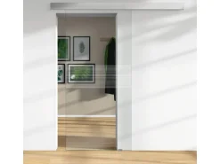 Glasschiebetür ESG Floatglas Lasermattierung 56/14 DIN LI/RE 2060 x 940 x 8 mm