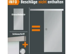 Glasschiebetür ESG Floatglas Lasermattierung 56/14 DIN LI/RE 2060 x 940 x 8 mm