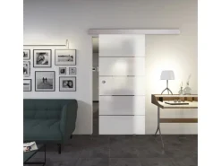 Glasschiebetür ESG Floatglas Dekor Siebdruck 36/38 DIN LI/RE 2060 x 940 x 8 mm