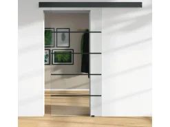 Glasschiebetür ESG Klarglas Siebdruck 76/16 Black 2060 x 940 x 8 mm