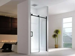 Glaszentrum Hagen - 145x195cm Nischentür Schiebetür Duschtür - Schwarz