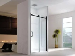 Glaszentrum Hagen - 140x195cm Nischentür Schiebetür Duschtür - Schwarz