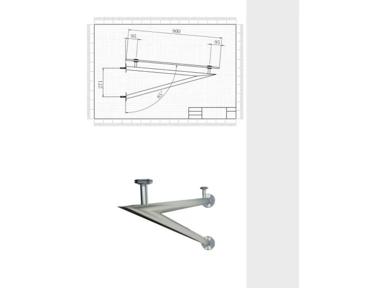 Glaszentrum Hagen TYP-V Glasvordach Edelstahl Halterung Schwarz