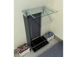 Glaszentrum Hagen 80x200x60 cm Seitenteil für Glasvordach Grafitgrau