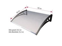 Gutta Pultvordach ECO 120 Schwarz/Klar 120 cm x 80 cm x 7 cm