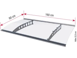 Gutta Pultvordach PT/ET 160 Edelstahloptik 22,5 cm x 160 cm x 90 cm