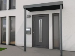 Gutta Rechteckvordach BS PLUS Anthrazit 160 x 90 cm 2 Pfosten und Ablauf Links