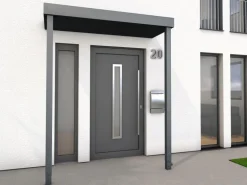 Gutta Rechteckvordach BS PLUS Anthrazit 160 x 90 cm 2 Pfosten und Ablauf Rechts