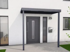 Gutta Rechteckvordach BS PLUS Anthrazit XL 250 x 125 cm 2 Pfosten Ablauf Rechts