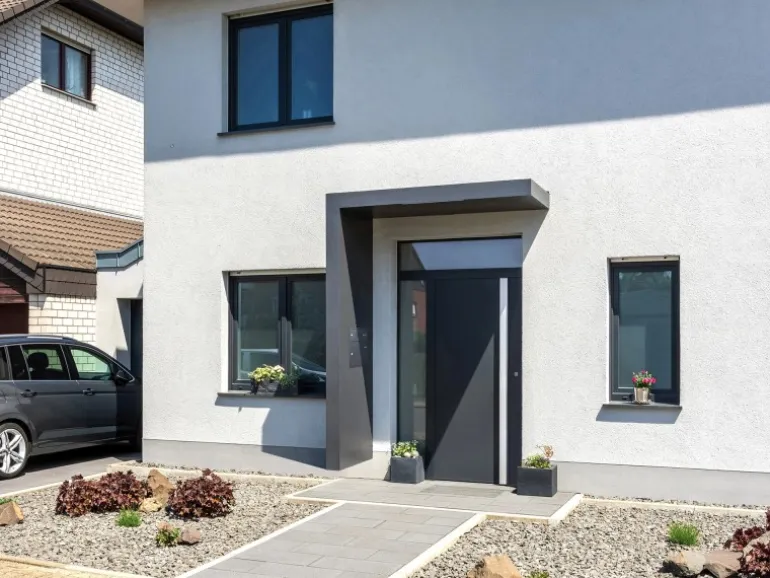 Gutta Rechteckvordach BS PLUS 160 Seite Links BK Anthrazit Vorbereitung Klingel