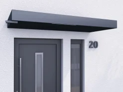 Gutta Rechteckvordach BS PLUS Anthrazit 200 x 90 cm Wasserspeier Links