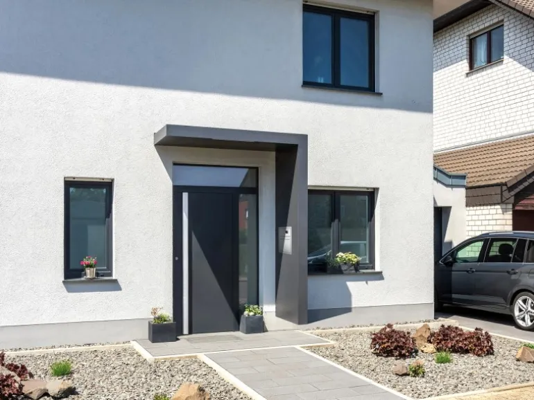 Gutta Rechteckvordach BS PLUS 160 Seite R BK Edel. Klingel Sprechanlage Kamera