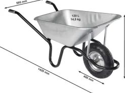 Haemmerlin Einrad-Schubkarre 120 l Muldenvolumen 200 kg Traglast verzinkt