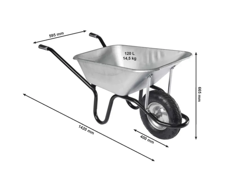 Haemmerlin Schubkarre Aktiv Excellium 120 l Tiefmulde Luftrad Verzinkt