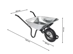 Haemmerlin Schubkarre Bau Plus 100 l Luftrad Verzinkt