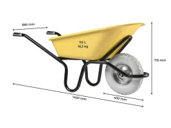 Haemmerlin Schubkarre Pick Up 110 l Gelb Kunststoffmulde PU-Rad