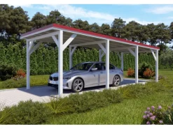 Holzbrüder Carport Ralf 26m² Reinweiß-Rot