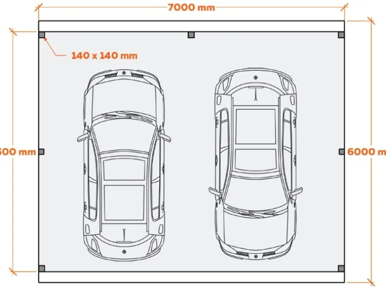 Holzbrüder Carport Ralf 42m² 150kg/m² Oxidrot-Rot