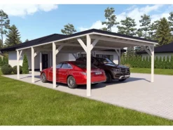Holzbrüder Carport Ralf 52m² Reinweiß-Schwarz