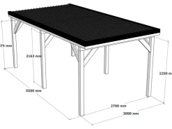 Holzbrüder Carport Ralf 18m² Chromoxidgrün-Dornengrün