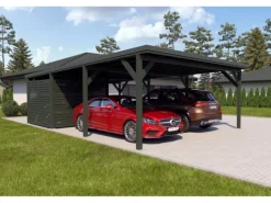 Holzbrüder Carport Ralf 52m² mit kl. Geräteraum Grün-Dornengrün