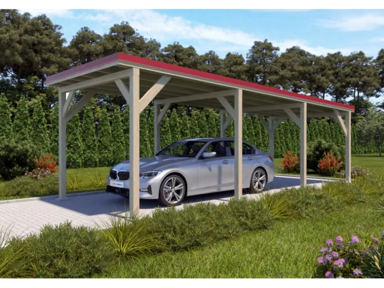 Holzbrüder Carport Ralf 26m² Imprägniert-Rot