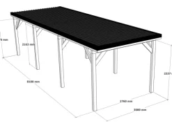 Holzbrüder Carport Ralf 26m² Imprägniert-Rot