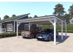 Holzbrüder Carport Ralf 36m² 150kg/m² Reinweiß-Dornengrün