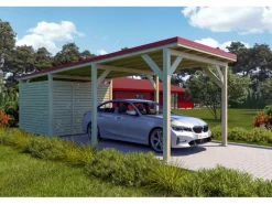 Holzbrüder Carport Ralf 26m² mit Geräteraum Imprägniert-Rot