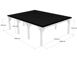 Holzbrüder Carport Ralf 52m² Reinweiß-Dunkelgrau